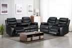 Turin 3 seater Leather Electric Recliner - Black