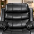 Turin Armchair Leather Manual Recliner - Black