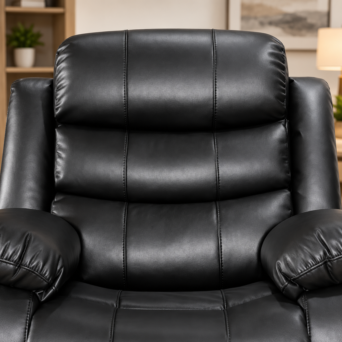 Turin Armchair Leather Manual Recliner - Black