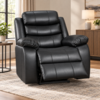 Turin Armchair Leather Manual Recliner - Black