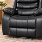 Turin Armchair Leather Manual Recliner - Black