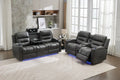 Milan - 2 Seater - Leather Recliner - Black
