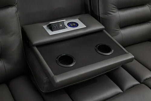 Milan - 2 Seater - Leather Recliner - Dark Grey