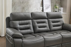 Genoa 3+2 Seater Leather Recliner - Black