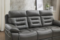 Genoa 3 Seater Leather Recliner - Grey