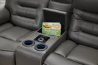 Genoa 2 seater Leather Recliner - Grey
