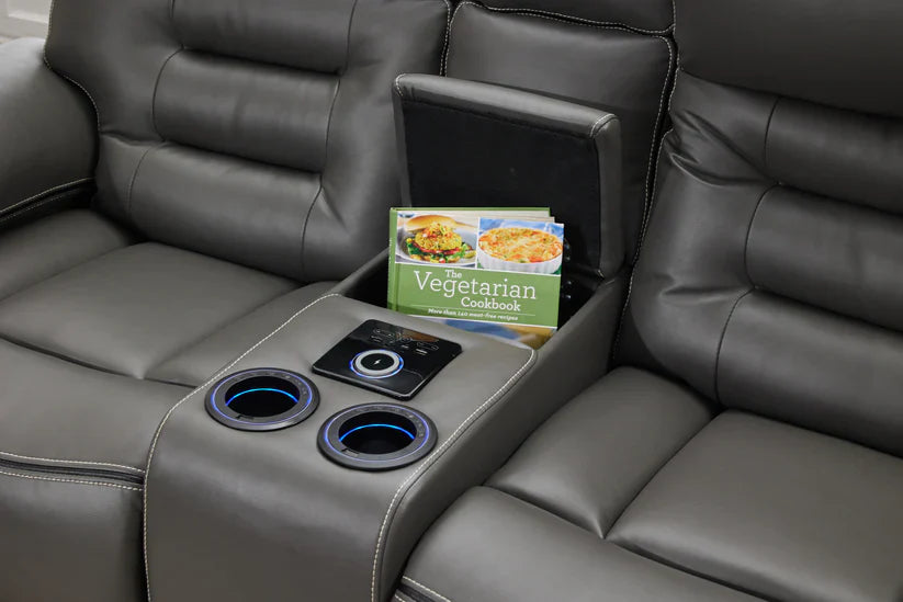 Genoa 2 seater Leather Recliner - Black