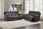 Genoa 2 seater Leather Recliner - Black