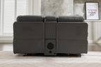 Genoa 3 Seater Leather Recliner - Black