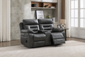 Genoa 2 seater Leather Recliner - Grey