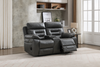 Genoa 2 seater Leather Recliner - Grey