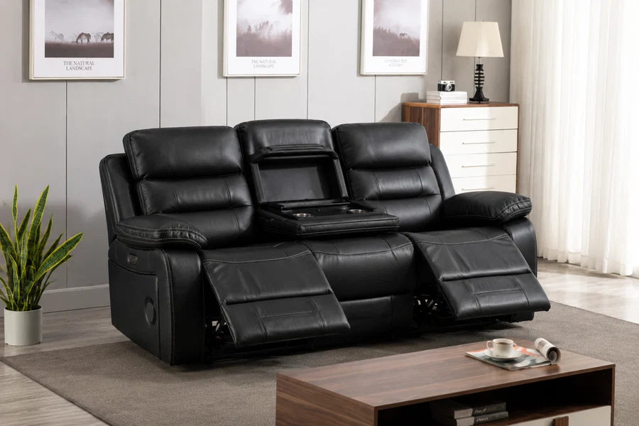 Black electric recliner sofa