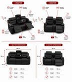 Turin 3+2 Leather Electric Recliners - Grey
