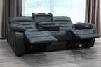Genoa 3+2 Seater Leather Recliner - Black