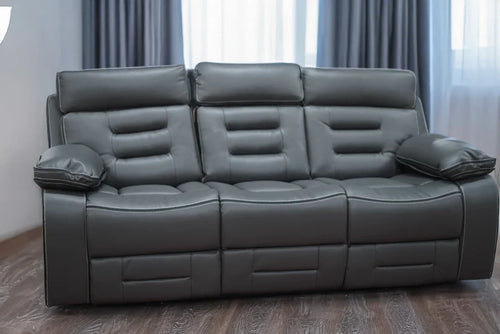 Genoa 3 + 2 Leather Recliner- Grey