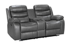 Turin 2 Seater Leather Electric Recliner - Grey