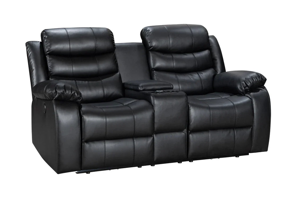 Turin 2 Seater Leather Electric Recliner - Black