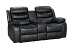 Turin 2 Seater Leather Electric Recliner - Black