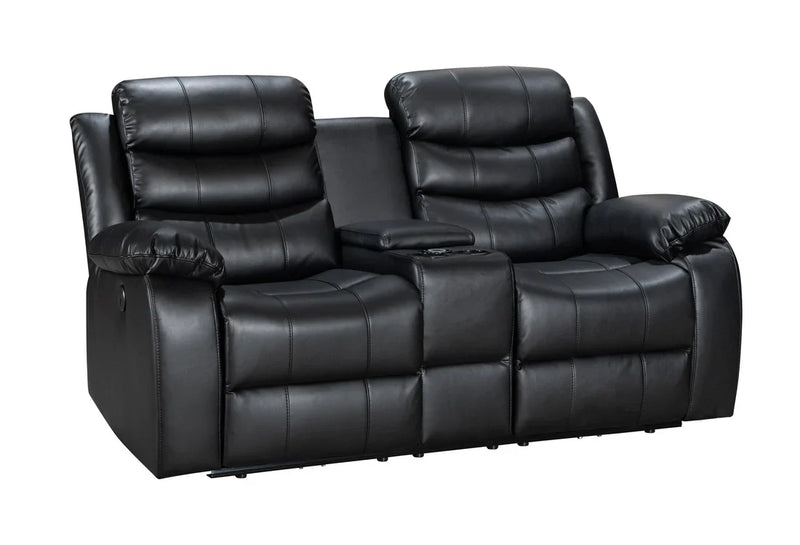 Turin 2 Seater Leather Electric Recliner - Black
