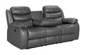 Turin 3 Seater Leather Recliner - Grey