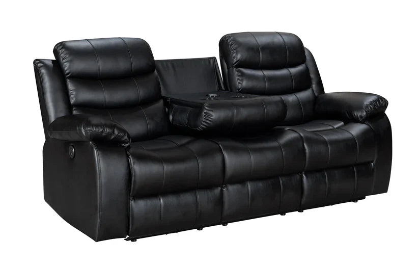 Turin 3+2 Leather Manual Recliners - Black