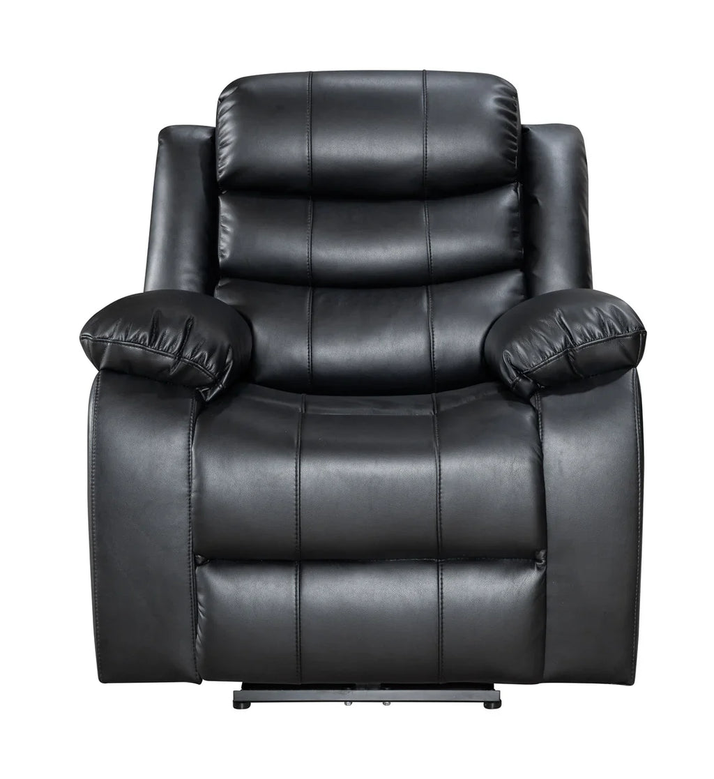 Turin Armchair Leather Manual Recliner - Black