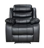 Turin Armchair Leather Manual Recliner - Black