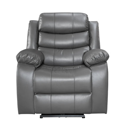 Turin Armchair Leather Electric Recliner - Grey - Grey