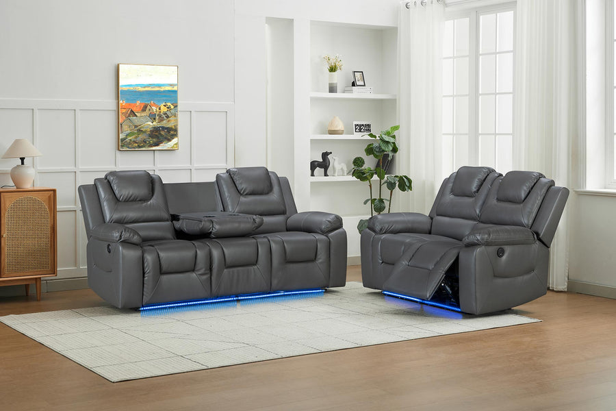 Vancouver 3+2 Seater Electric Recliner Sofa Set- Grey