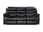 Turin 3 seater Leather Electric Recliner - Black