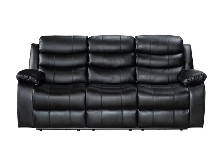 Turin 3 seater Leather Electric Recliner - Black