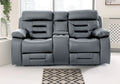 Genoa 2 seater Leather Recliner - Black