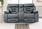 Genoa 2 seater Leather Recliner - Black