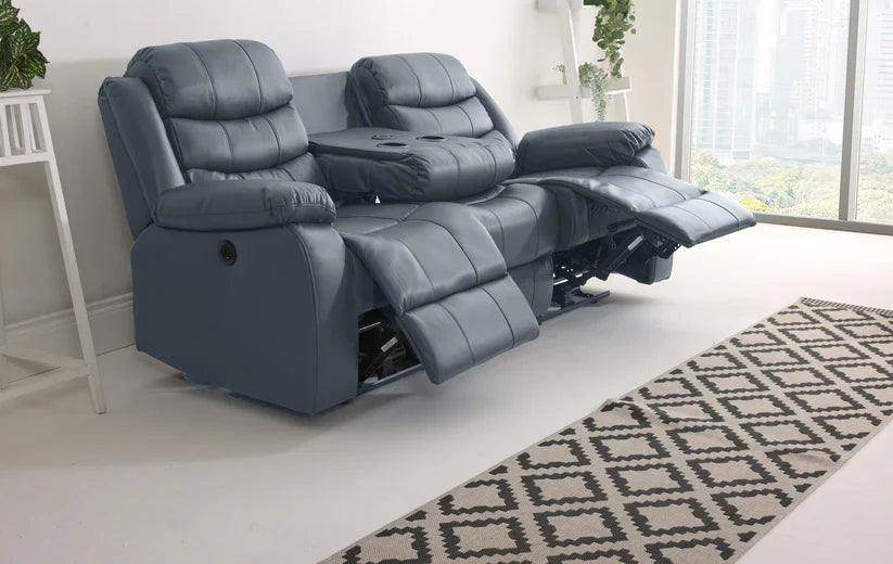 Turin 3+2 Leather Manual Recliners - Grey