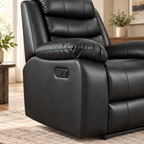 Turin Armchair Leather Manual Recliner - Black