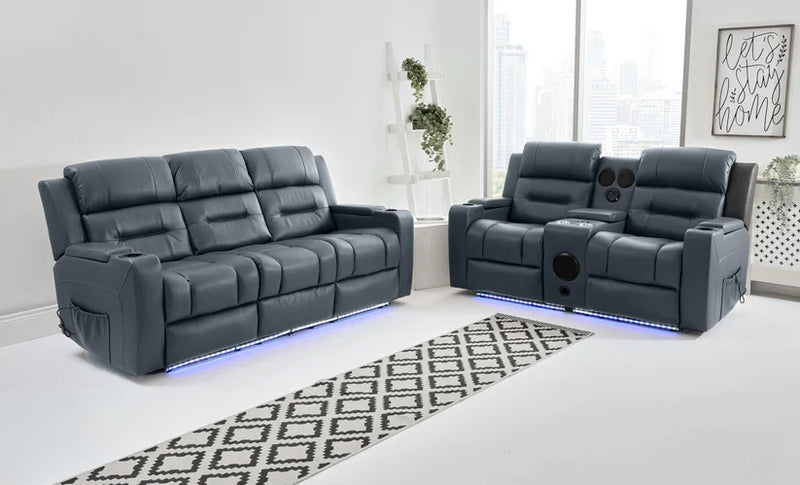Milan - 3+2 - Leather Recliners -  Dark Grey
