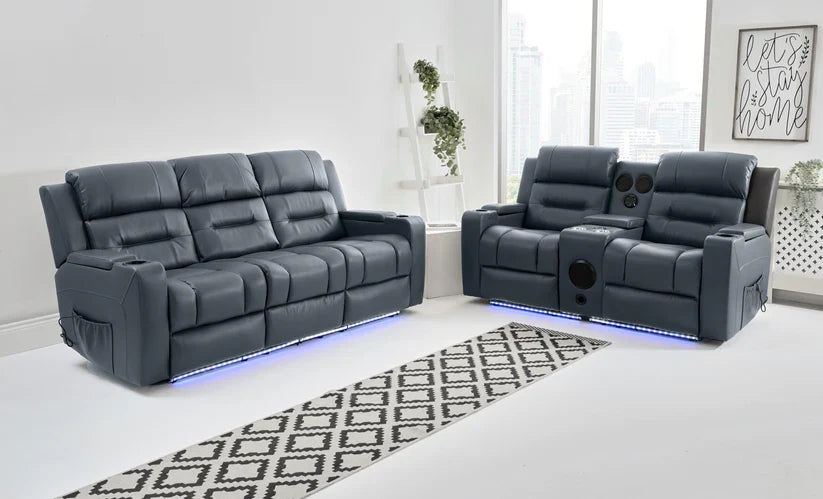 Milan - 3+2 - Leather Recliners -  Dark Grey