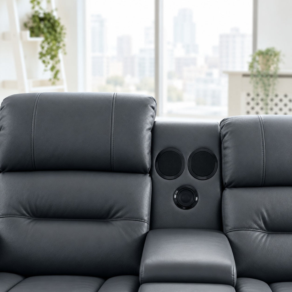 Milan - 3 Seater - Leather Recliner - Dark Grey