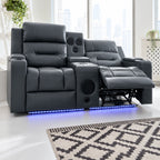 Milan - 3 Seater - Leather Recliner - Dark Grey