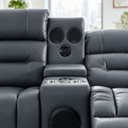 Milan - 3 Seater - Leather Recliner - Dark Grey