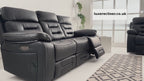 Genoa 3+2 Seater Leather Recliner - Black