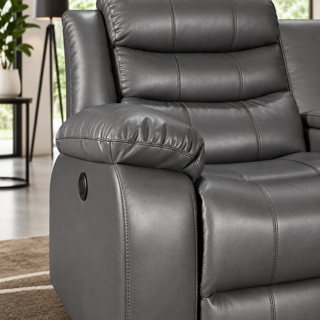 Turin 3+2 Leather Electric Recliners - Grey
