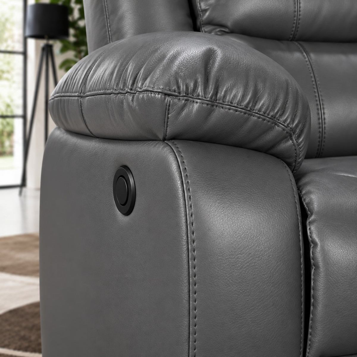 Turin 3+2 Leather Electric Recliners - Grey