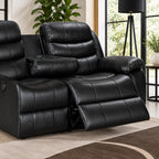 Turin 3 seater Leather Manual Recliner - Black