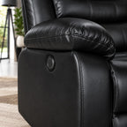 Turin 3 seater Leather Manual Recliner - Black